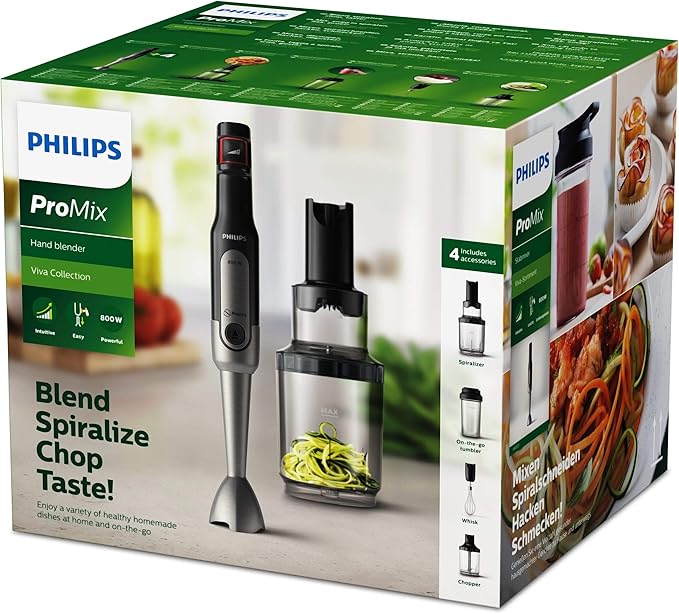 Philips ProMix Hand Blender 800W Spiralizer Chopper
